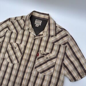 Vintage Levi's Authentic Jeanswear Men's M Plaid Button Up Pearl Snap Western